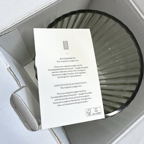 Lyngby Danmark Glass Vase Transparent Smoke 20 cm Mouth Blown Porcelain - Picture 2 of 6